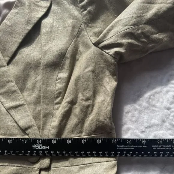 Isaac Mizrahi Linen Trench Coat Beige Size XL Satin Lined Shimmer Long - Picture 13 of 16